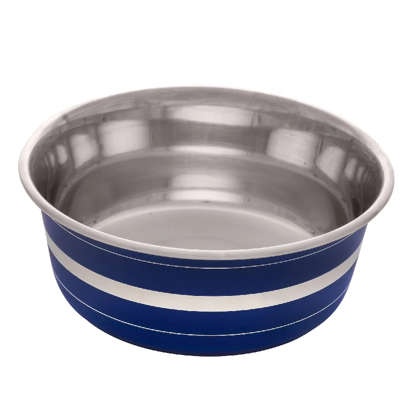 Dogit Stainless Steel Deluxe Non-Skid Bowl, Blue Stripe