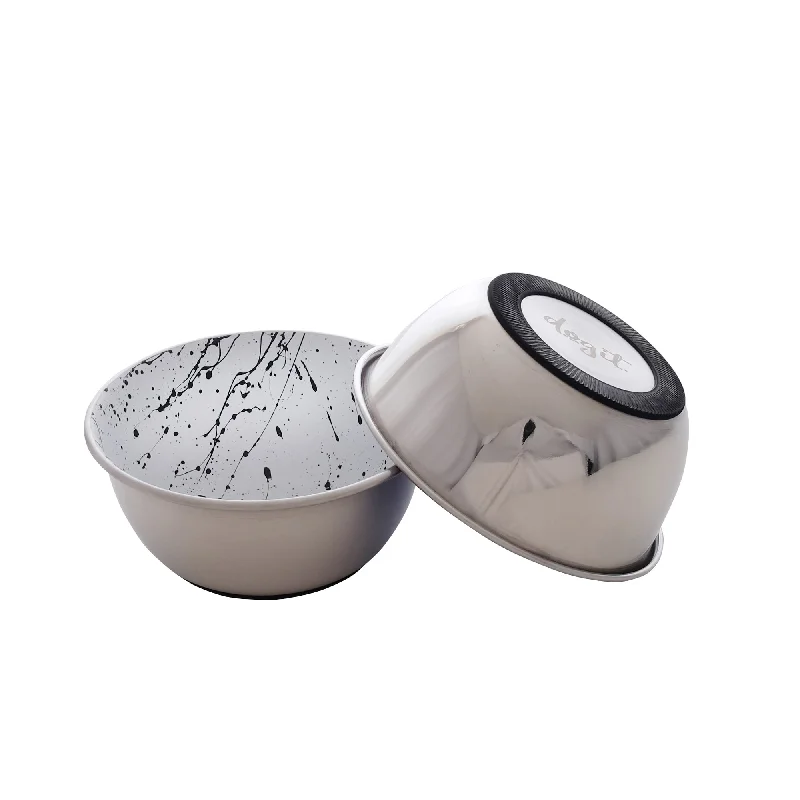 Dogit Stainless Steel Non-Skid Dog Bowl - Black & White Splash