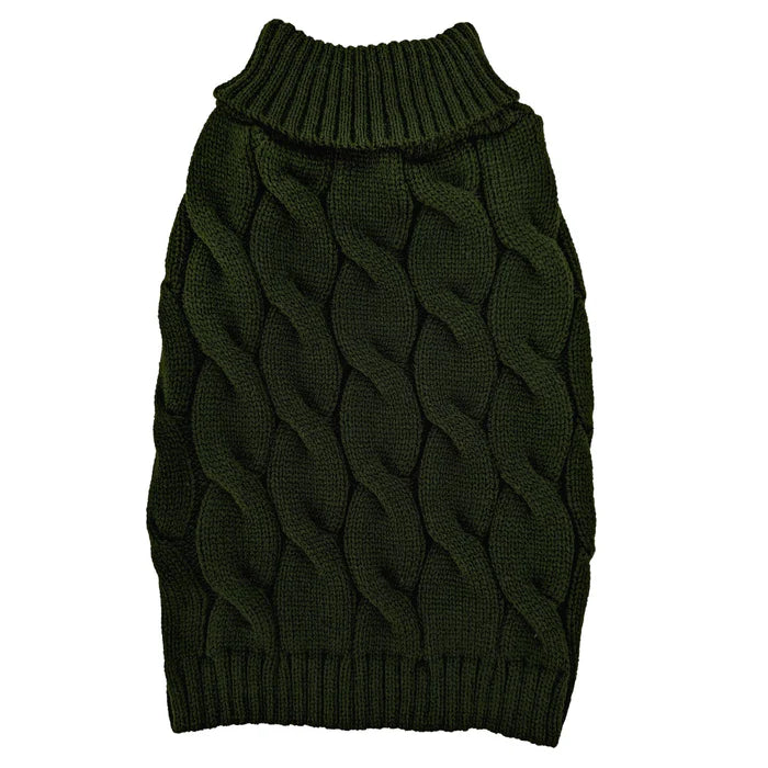 Fashion Pet by Ethical Twisted Cable Knit Sweater Forest Green