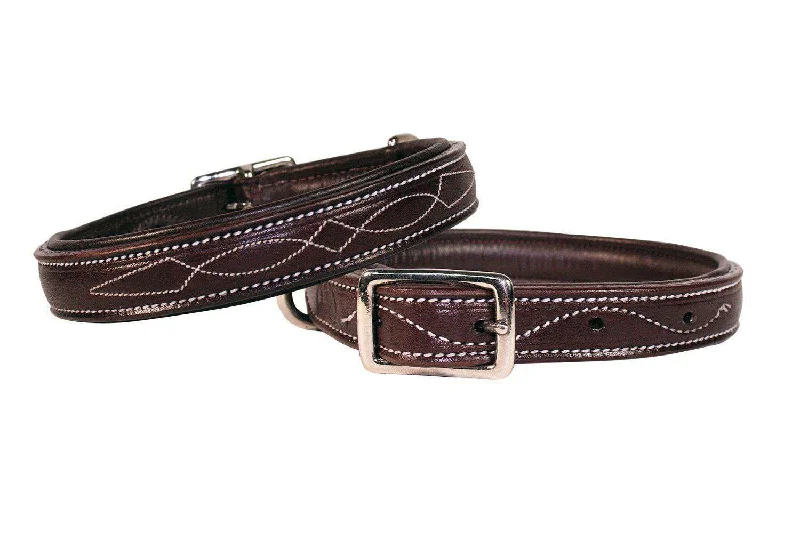 Derby Dog Designer Series USA Leather Padded Fancy Stitch Dog Collar