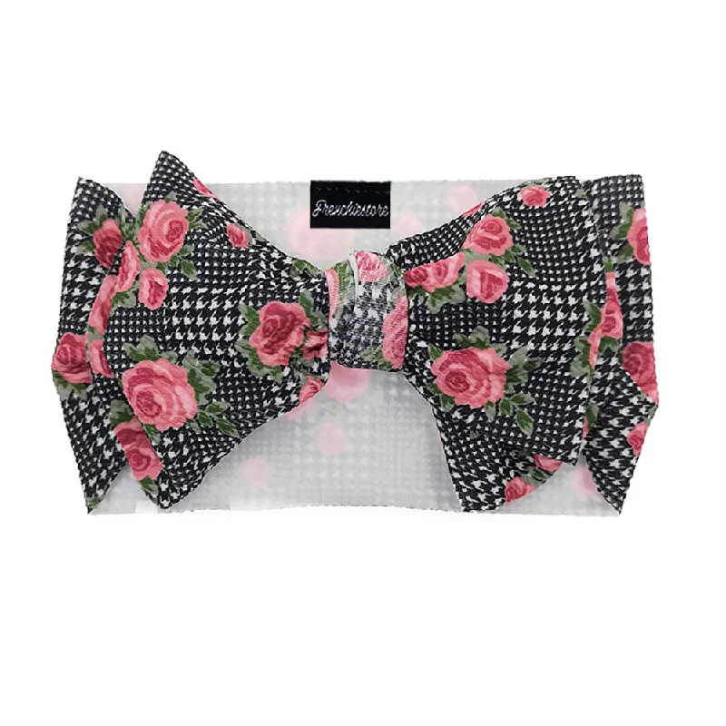 Frenchiestore Pet Head Bow | Floral Houndstooth