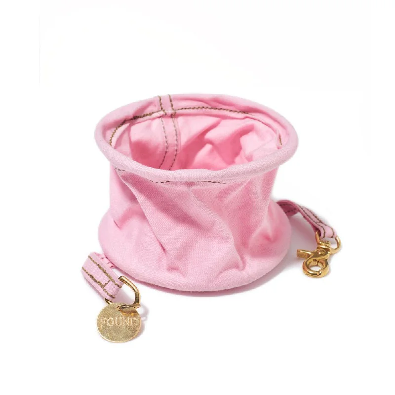 Light Pink Cotton Canvas Collapsible Cat & Dog Water Bowl