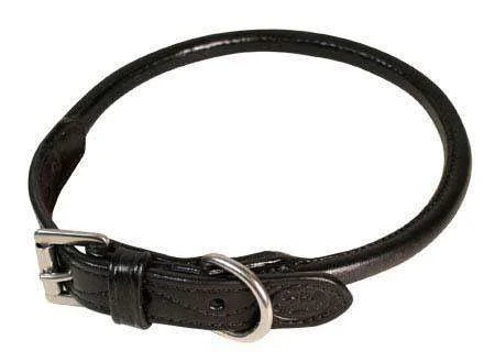 Derby Dog Designer Series Round Rolled Fancy USA Leather Dog Collar with Stainless Steel Rolled Buckle for Comfort