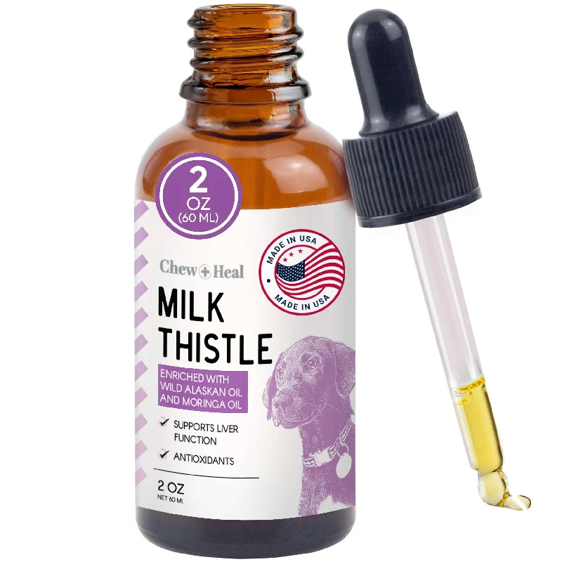 Chew + Heal Milk Thistle with Moringa oil and Wild Alaskan Salmon Oil – Liver Support 2 oz