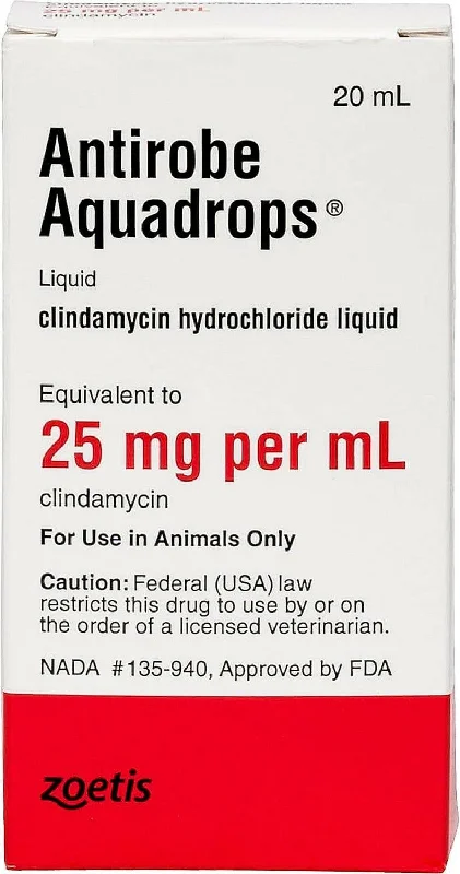 Antirobe (clindamycin hydrochloride) Aquadrops 25mg/ml (20ml)