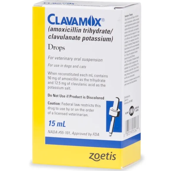 Clavamox (amoxicillin trihydrate/clavulanic potassium) Drops (15 ml)