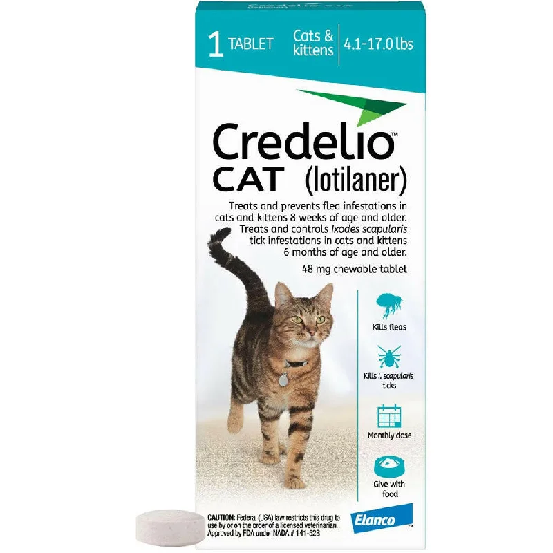 Credelio Chewable Tablets for Cats (Lotilaner), 4.1-17 lbs, (Teal Box)