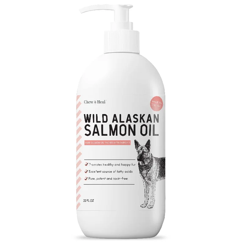 Chew + Heal Pure Wild Alaskan Salmon Oil for Dogs - Pump Cap Bottle