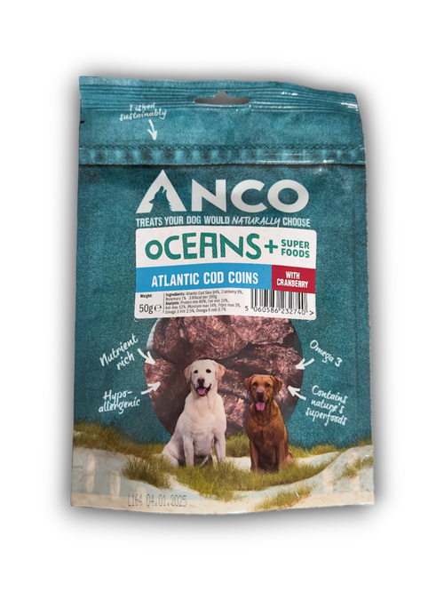 Anco Oceans Atlantic Cod & Cranberry Coin Dog Treats