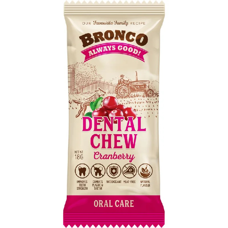 12 FOR $10: Bronco Dental Chew Cranberry Dog Treat 18g