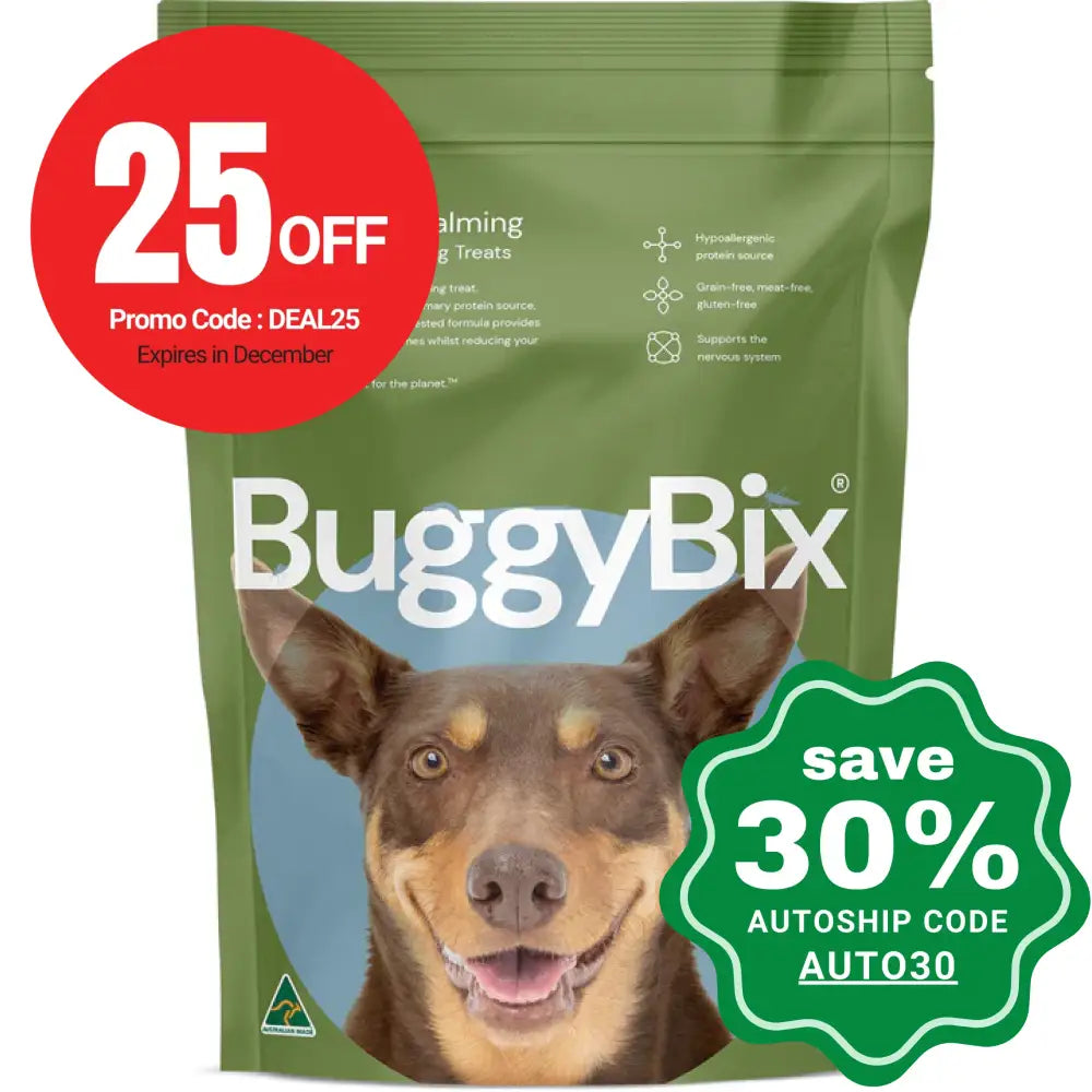 BuggyBix - Dried Treats For Dogs - All Ages + Calming Eco-Protein Training Treats - 170g (EXP: 09/12/2024)