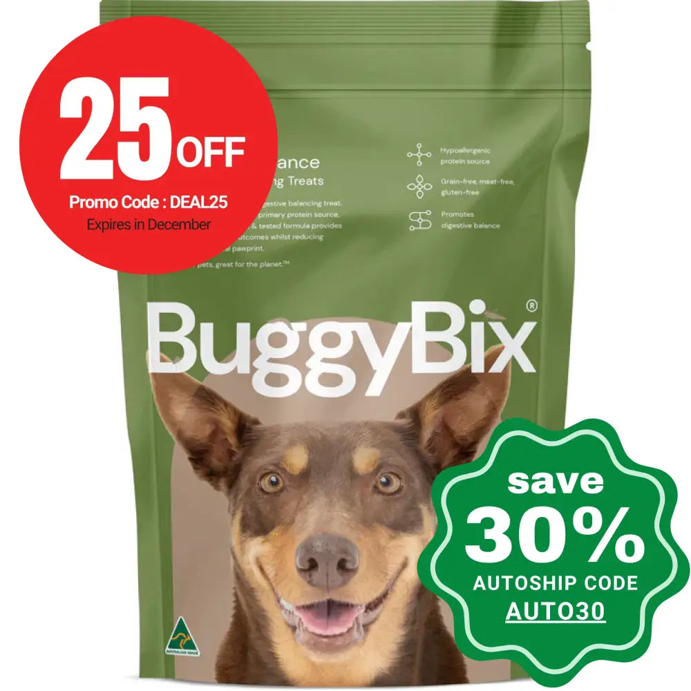 BuggyBix - Dried Treats For Dogs - All Ages + Digestive Balance Eco-Protein Training Treats - 170g (EXP:09/12/2024)