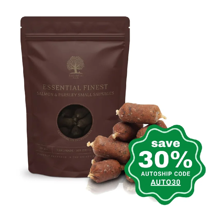 Essential Foods - Dried Treats For Dogs - Finest Salmon & Parsley Small Sausages - 120G