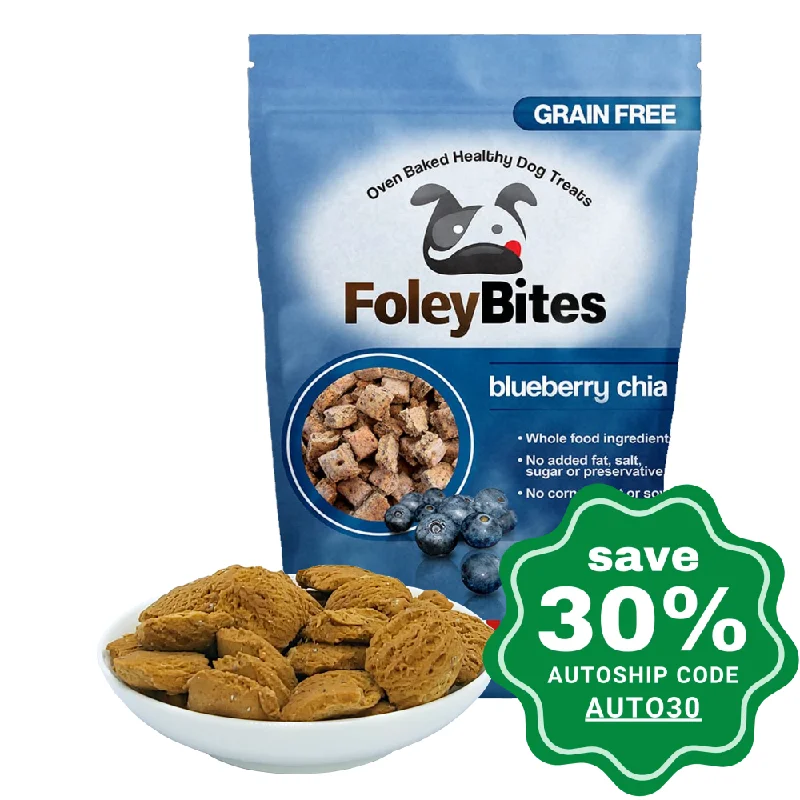 FoleyBites - All-Natural Plant-Based Grain-Free Dog Treats - Blueberry & Chia - 400G (EXP:18/5/2024)