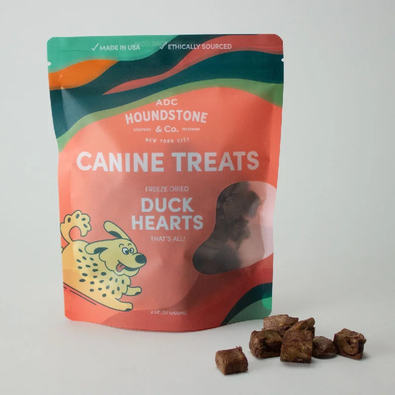 Duck Heart Freeze-Dried Dog Treats 2 oz Bag - All-Natural & Ethically Sourced, Made in USA