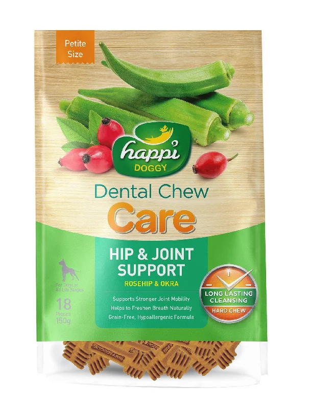 Happi Doggy Care Rosehip & Okra Hip & Joint Support Grain-Free Dental Dog Chews 150g