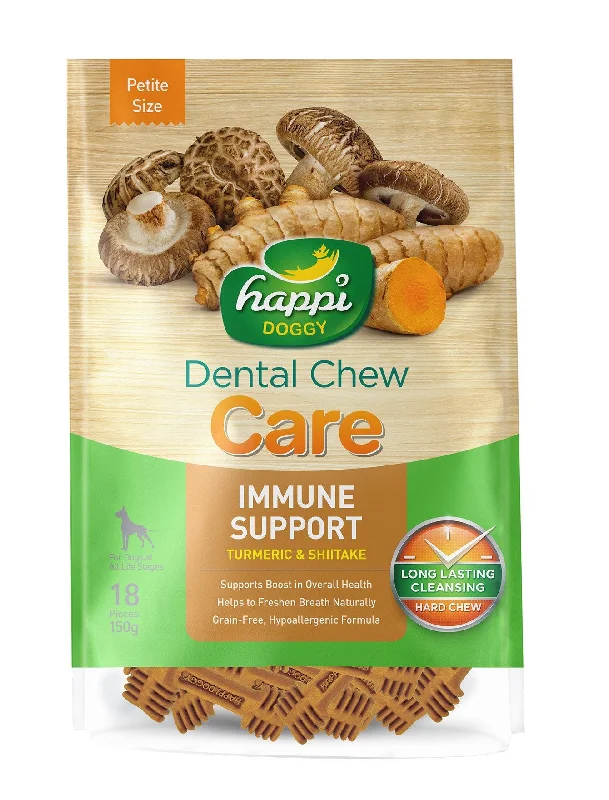 Happi Doggy Care Turmeric & Shiitake Immune Support Grain-Free Dental Dog Chews 150g