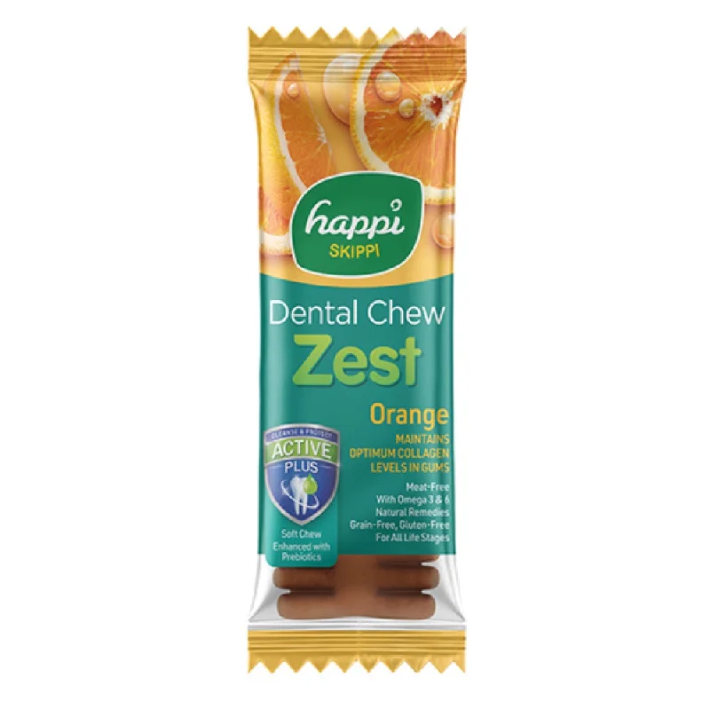 10 FOR $12: Happi Skippi (Doggy) Zest Orange 4 Inch Dental Dog Chew 25g