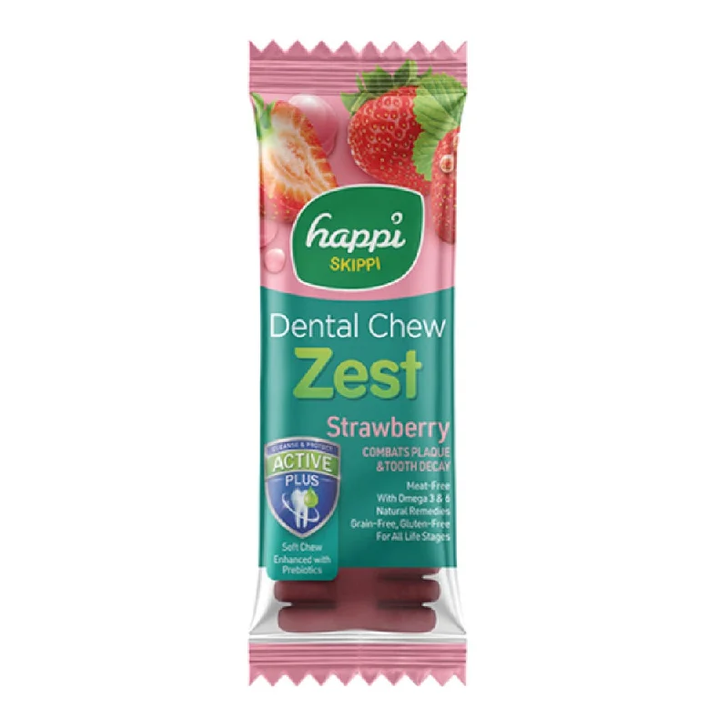 10 FOR $12: Happi Skippi (Doggy) Zest Strawberry 4 Inch Dental Dog Chew 25g