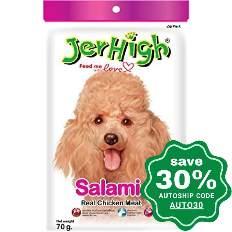 Jerhigh - Dry Dog Treats - Real Chicken Meat With Salami - 70G