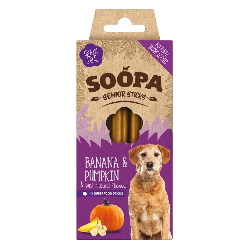 Soopa Senior Dental Sticks Banana, Pumpkin & Flaxseed 4 Sticks 100g