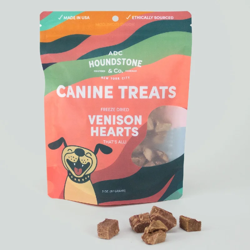 Venison Hearts Freeze-Dried Dog Treats, 2 oz Bag - All-Natural & Ethically Sourced, Made in USA